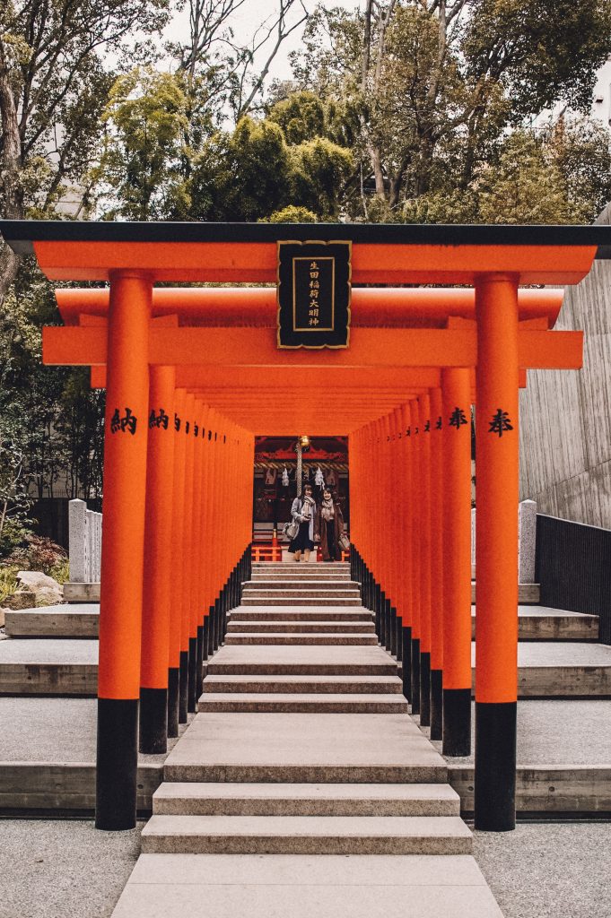 Tori gates at Ikuta Shrine in Kobe