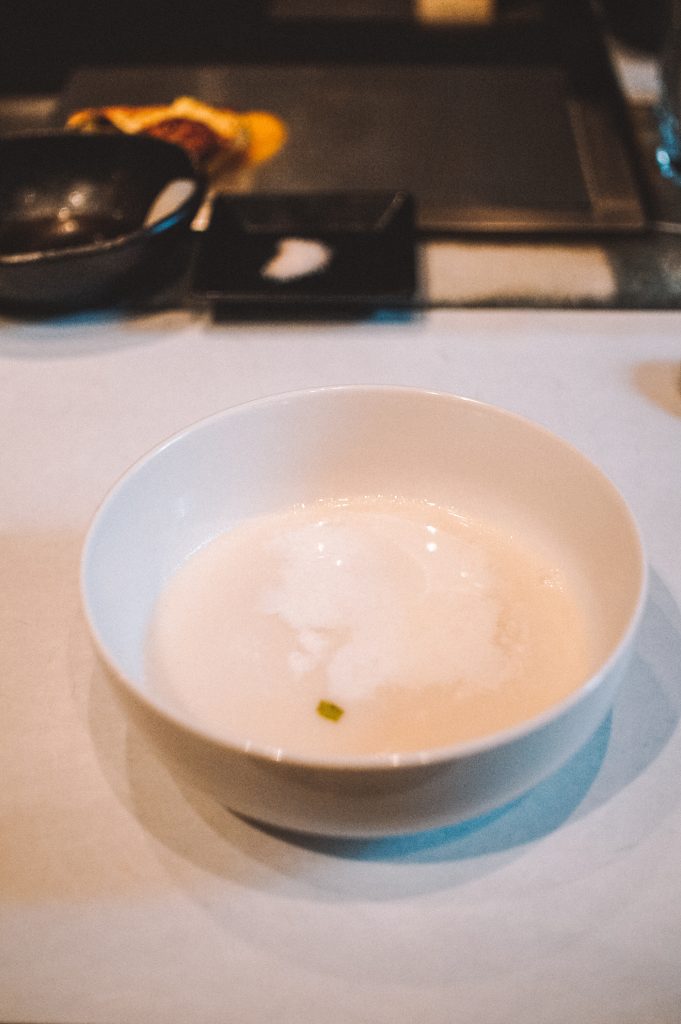 Mushroom soup appetizer at Steak Aoyama