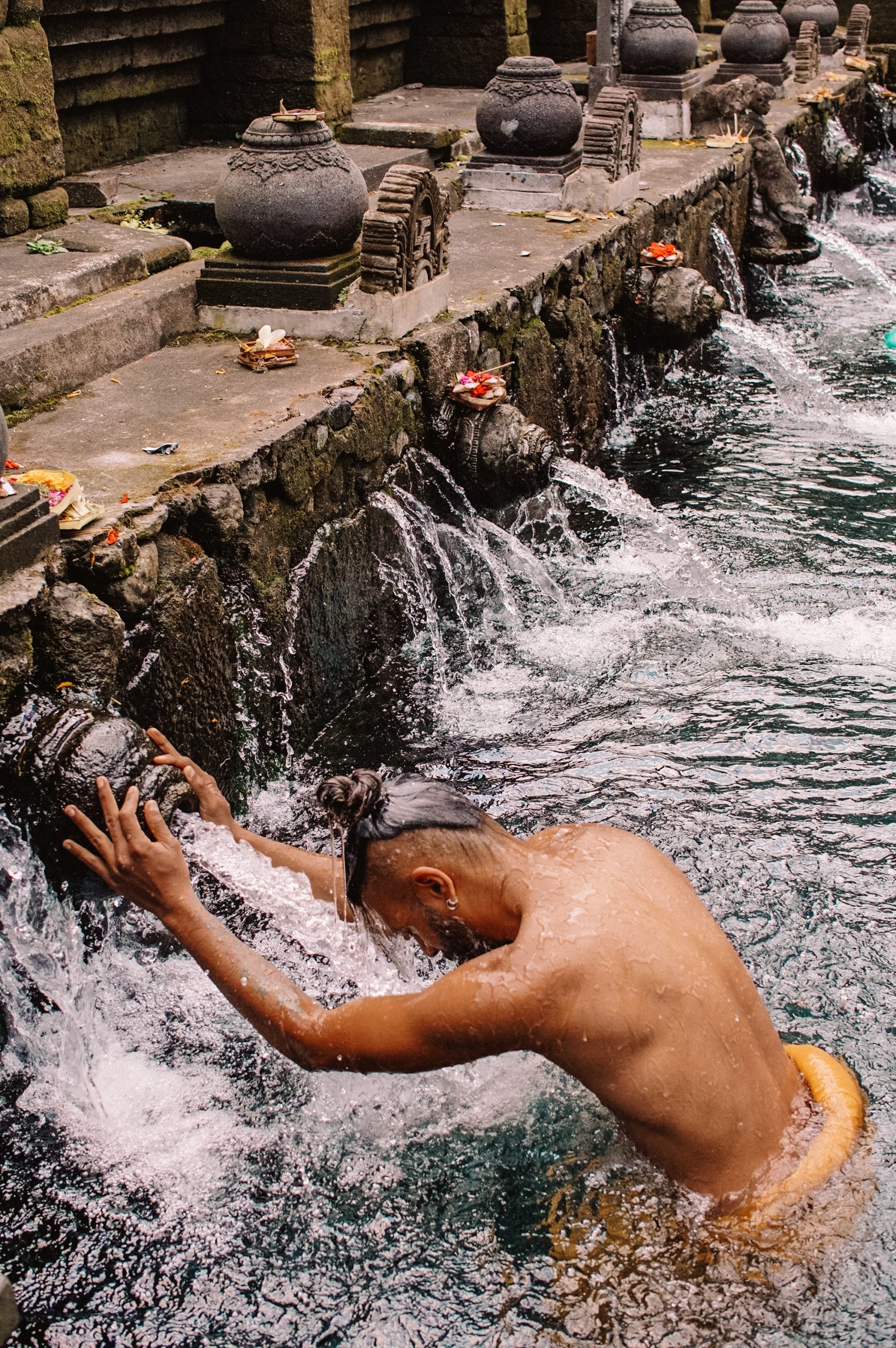 Pura Tirta Empul temple fountain in Ubud, Bali